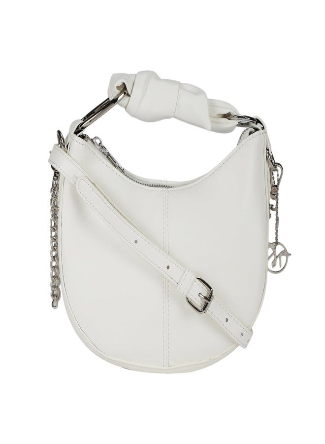 MONROW White Solid Sling Bag with Detachable Sling Strap And Drawstring Closure for Women Casual Use - Image 1